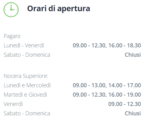 Orari - Udifon Pagani e Nocera Superiore